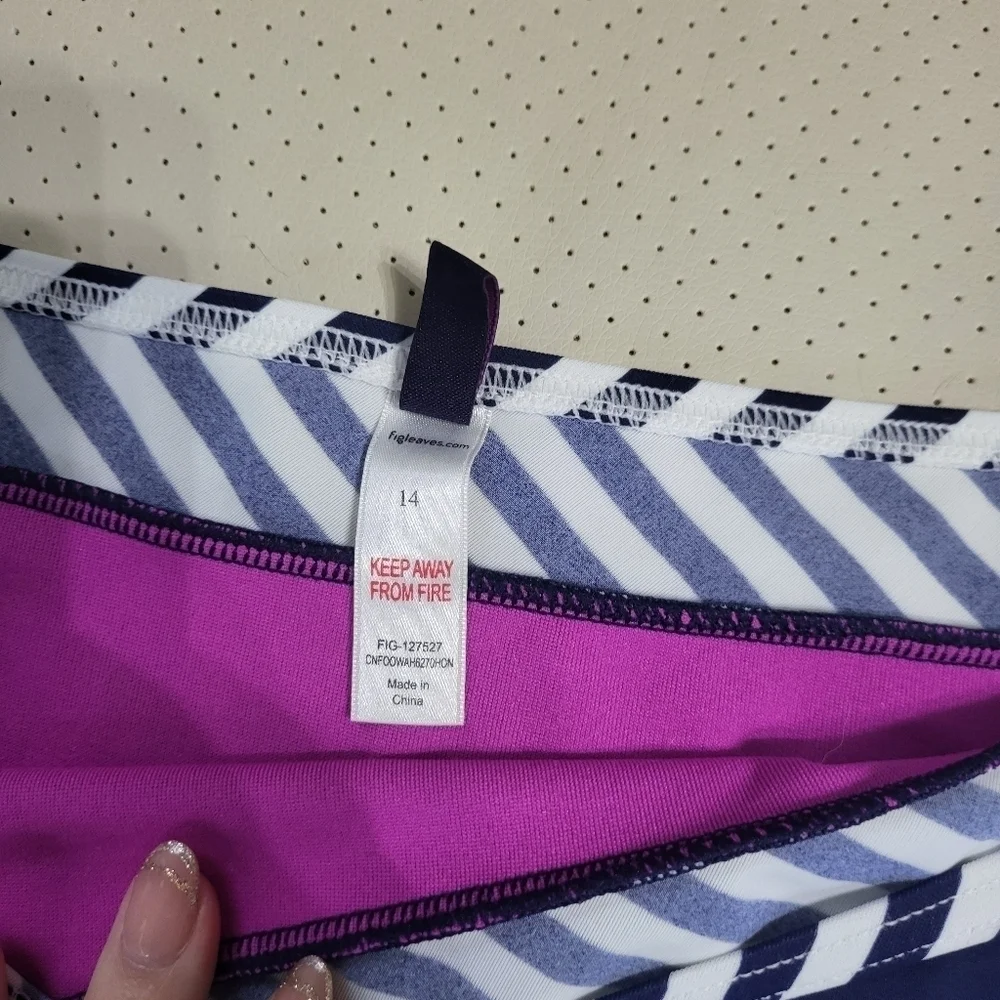 Midnight Grace Two Piece Striped Navy White Bikini 36/E